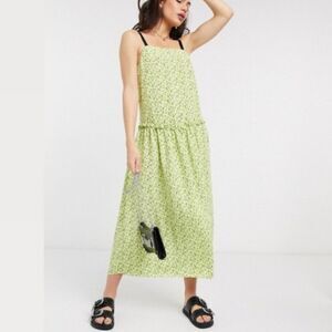 Topshop Floral Drop Waist Midi Dress Loose fit, size 4